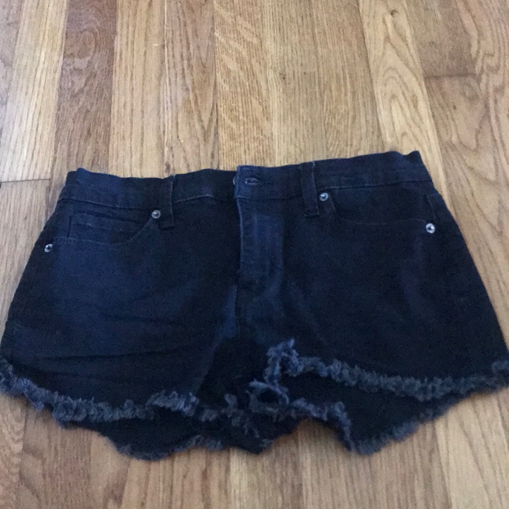Black denim shorts